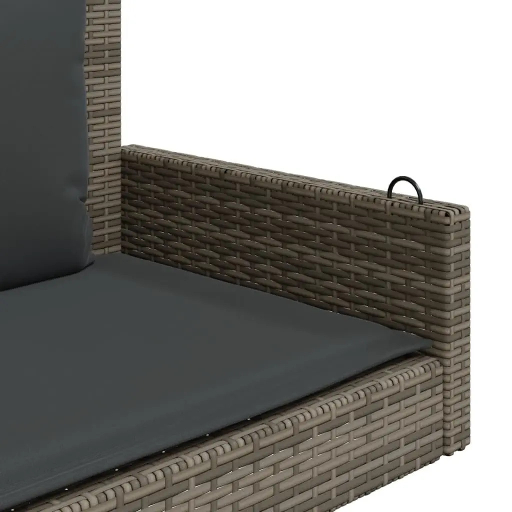 Garden Swing Bench Hanging Seat with Cushions Grey Poly Rattan Outdoor Comfort Durable Steel Frame