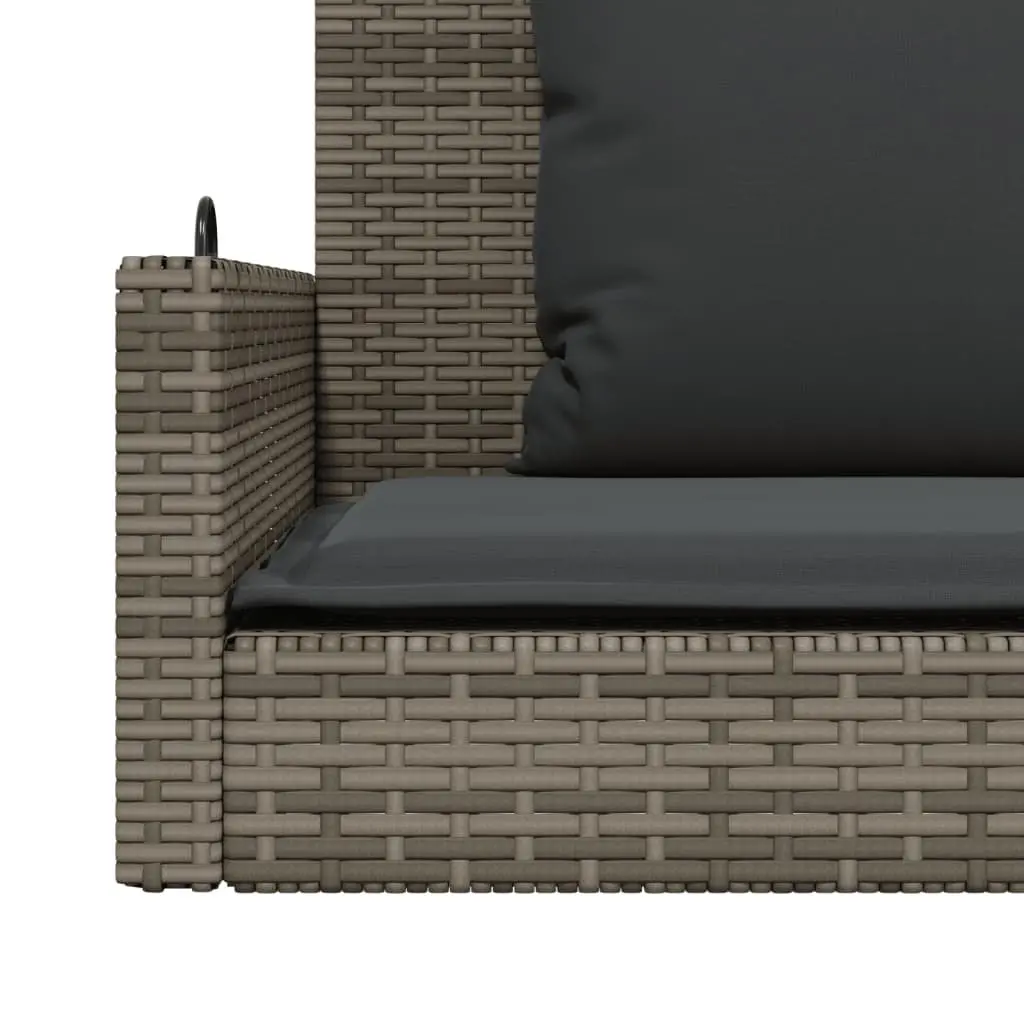 Garden Swing Bench Hanging Seat with Cushions Grey Poly Rattan Outdoor Comfort Durable Steel Frame
