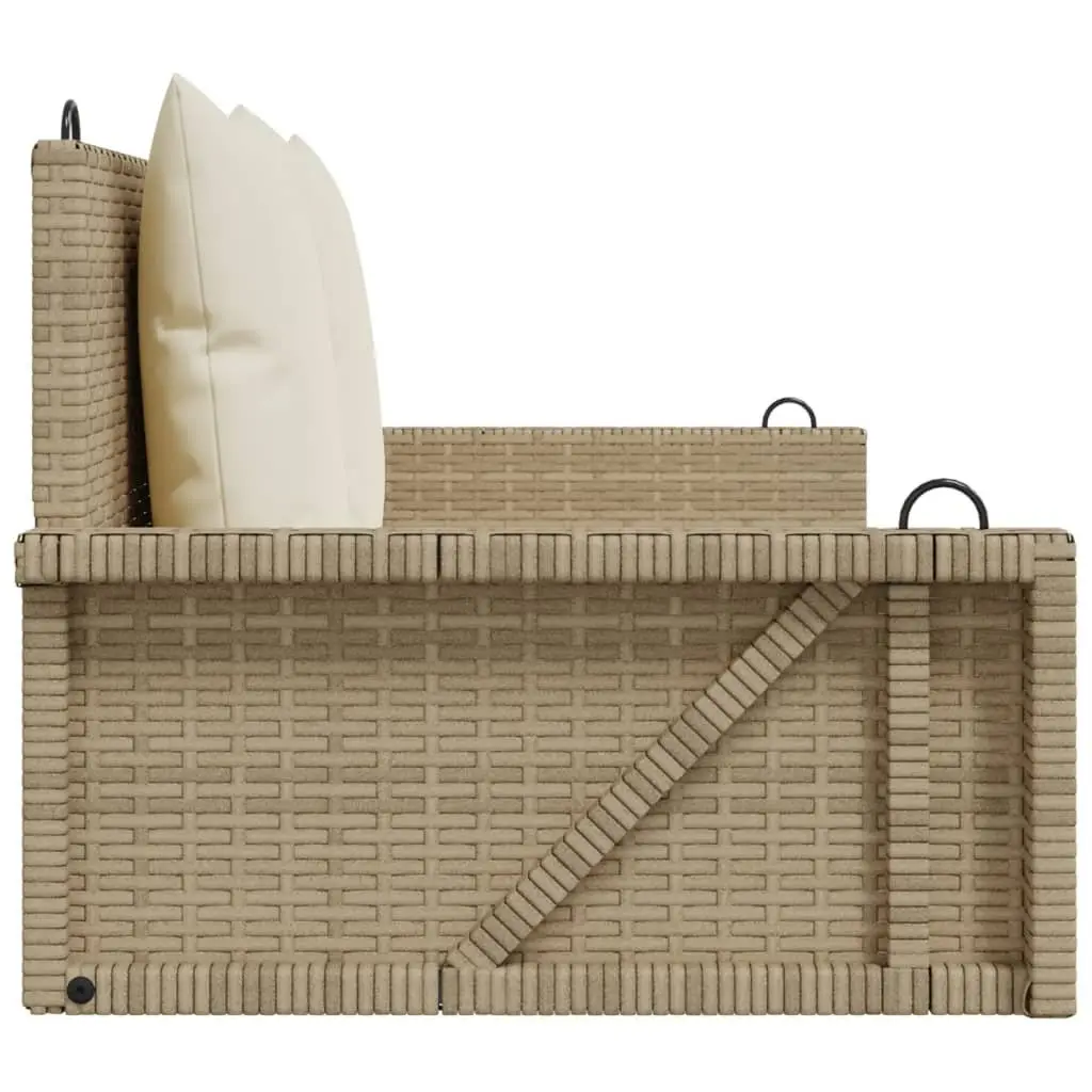 Swing Bench Outdoor Garden Seating 119x56x48cm Beige Poly Rattan with Cushions