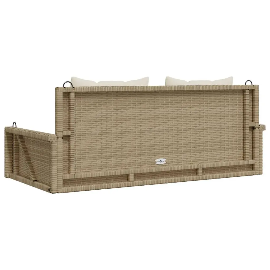 Swing Bench Outdoor Garden Seating 119x56x48cm Beige Poly Rattan with Cushions