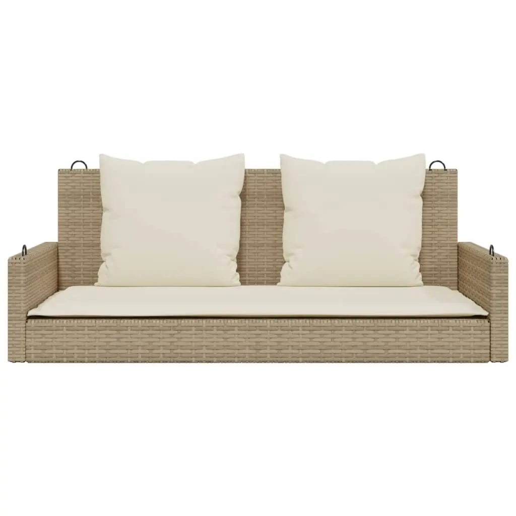 Swing Bench Outdoor Garden Seating 119x56x48cm Beige Poly Rattan with Cushions
