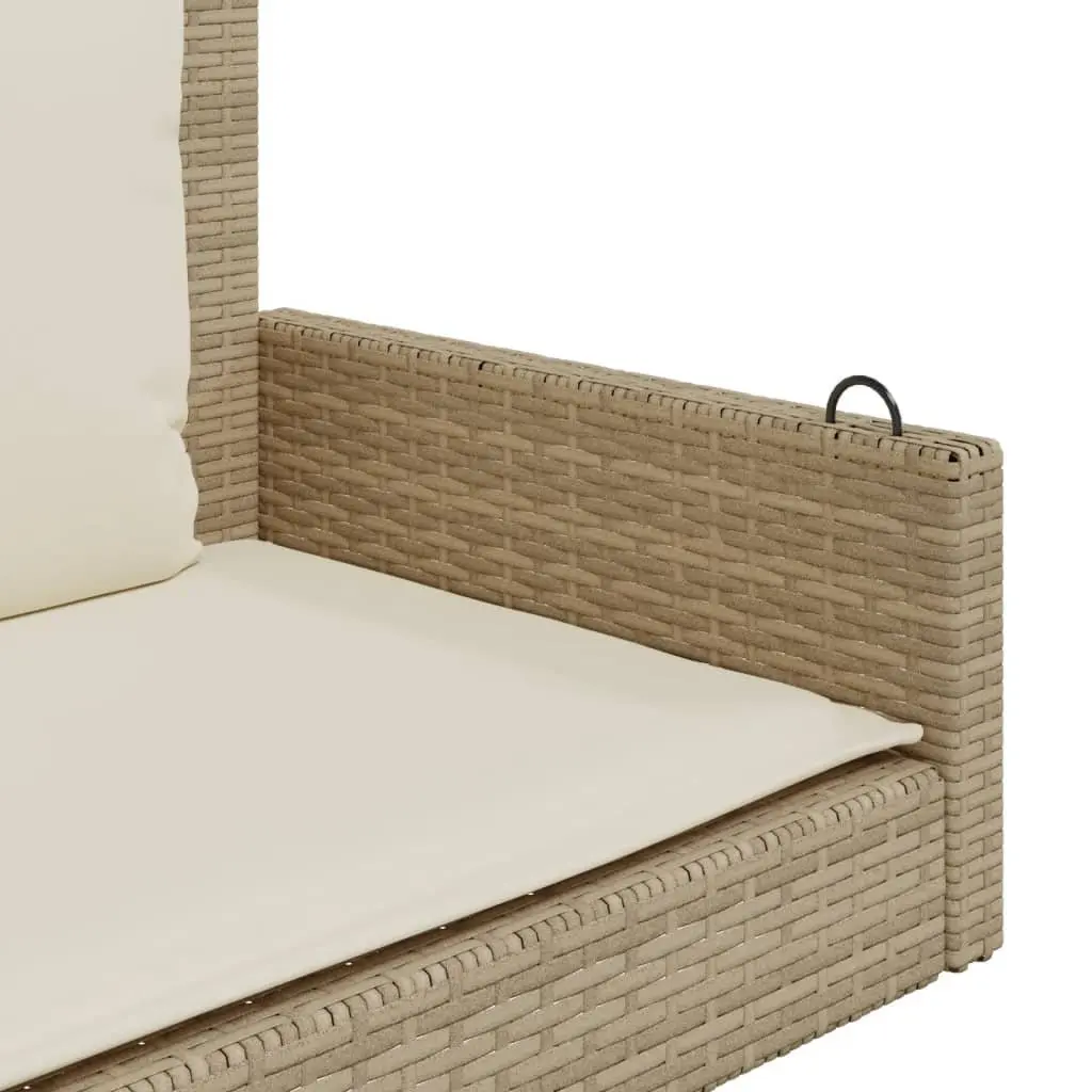 Swing Bench Outdoor Garden Seating 119x56x48cm Beige Poly Rattan with Cushions