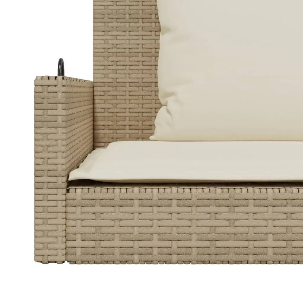 Swing Bench Outdoor Garden Seating 119x56x48cm Beige Poly Rattan with Cushions