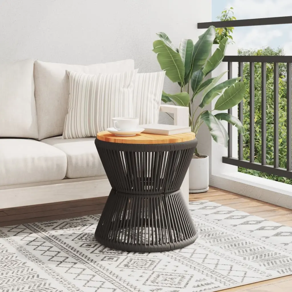 Coffee Table with Wire Base Black Round Ø 45x44 cm Acacia Wood Living Room