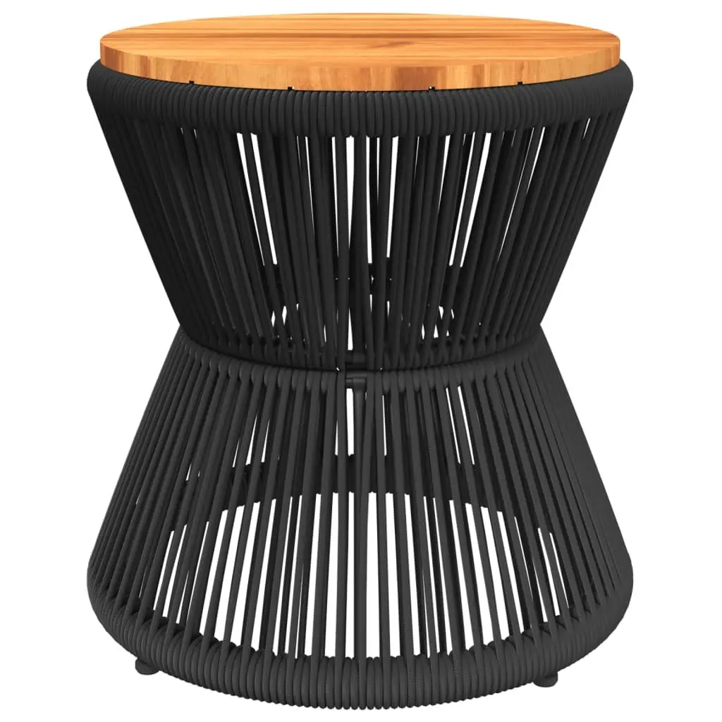 Coffee Table with Wire Base Black Round Ø 45x44 cm Acacia Wood Living Room