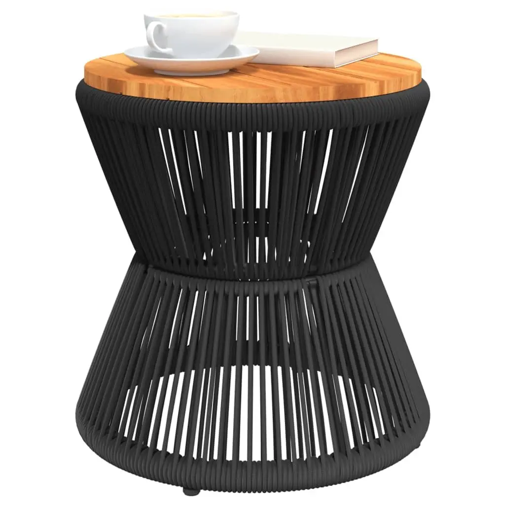 Coffee Table with Wire Base Black Round Ø 45x44 cm Acacia Wood Living Room