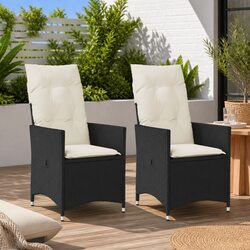 Comfortable Reclining Garden Chairs - Set of 2 with Cushions