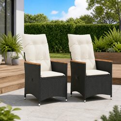 Reclining Outdoor Garden Chairs 2pcs Patio Seating Adjustable Backrest Cushions
