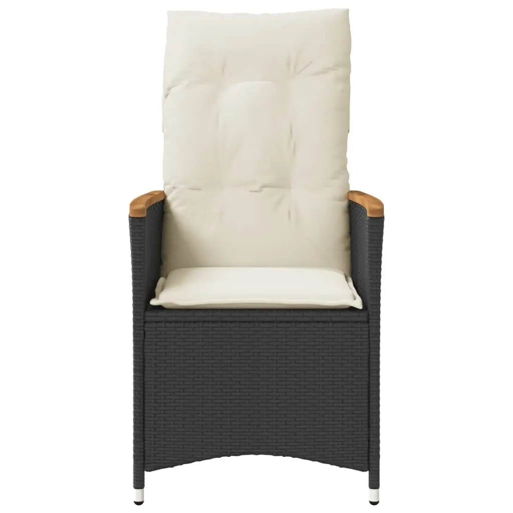 Reclining Garden Chairs Adjustable Backrest 2 Piece Black Outdoor Patio Seating