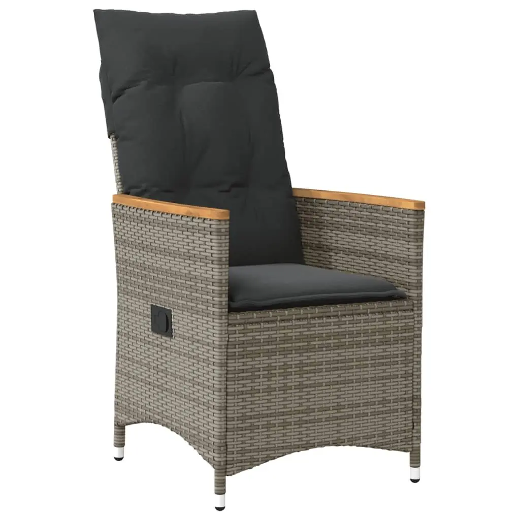 Outdoor Reclining Garden Chairs Adjustable Grey Poly Rattan 2 Piece with Cushions