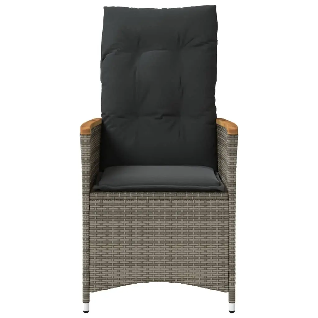 Outdoor Reclining Garden Chairs Adjustable Grey Poly Rattan 2 Piece with Cushions