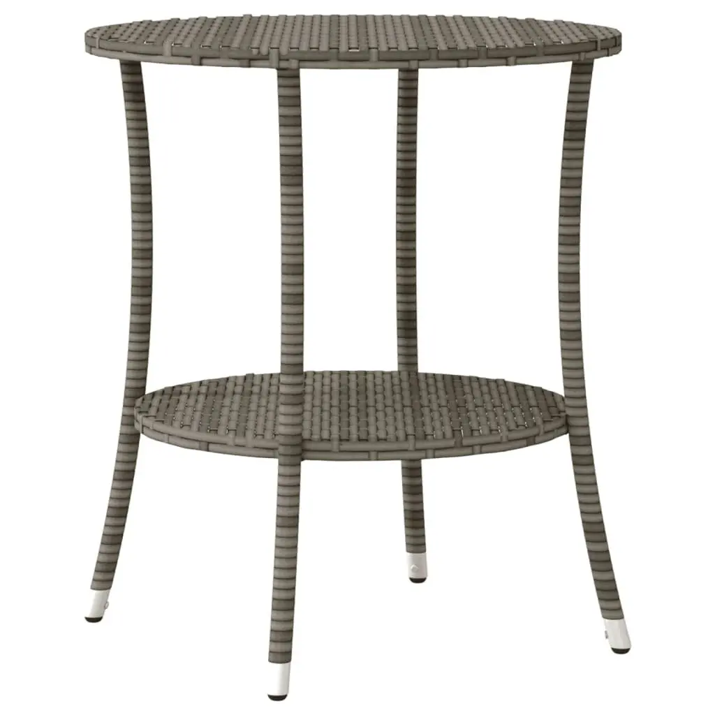 Outdoor Bistro Set 3 Piece Garden Furniture Cushioned Grey Poly Rattan