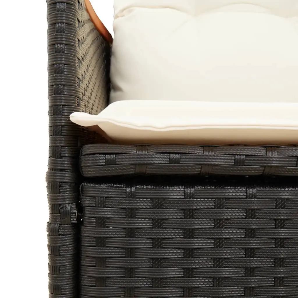 3 Piece Outdoor Bistro Set Garden Furniture Adjustable Backrest Black Poly Rattan
