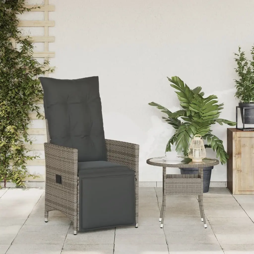 Reclining Garden Chair Outdoor Seating Adjustable Backrest Grey