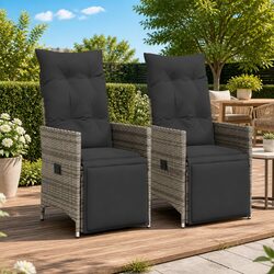 Reclining Garden Chairs 2 pcs with Cushions Outdoor Seating Adjustable Backrest