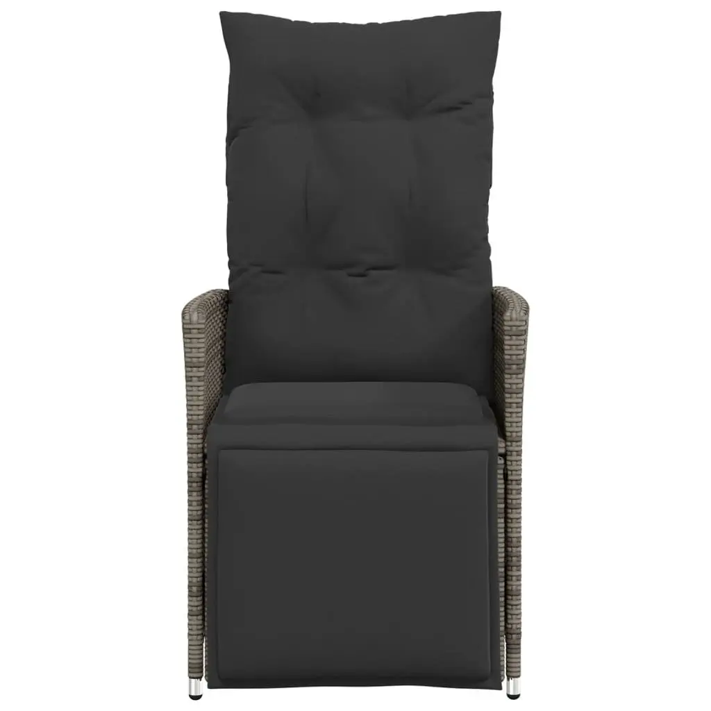 Reclining Garden Chairs Adjustable Backrest 2 pcs Grey with Cushions
