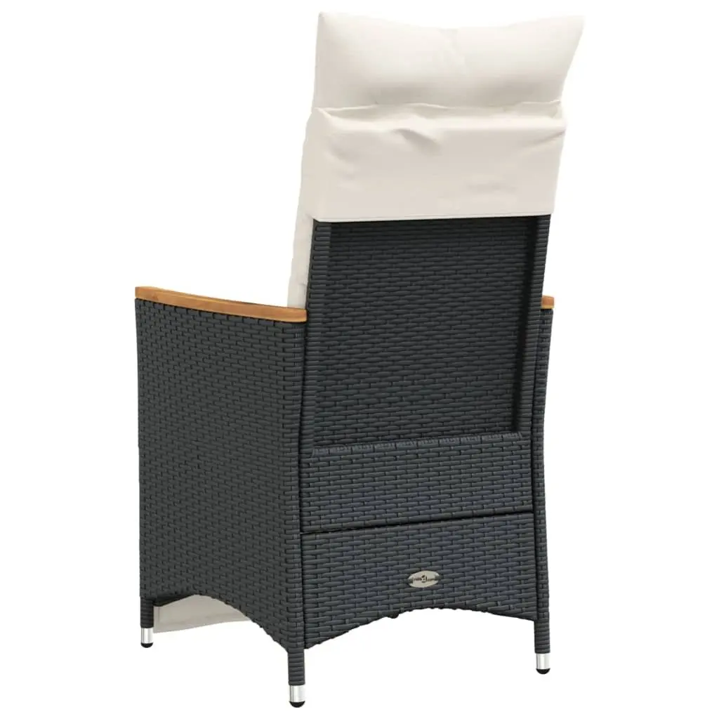 Reclining Garden Chairs Adjustable Black Outdoor Seating 2 Piece with Cushions
