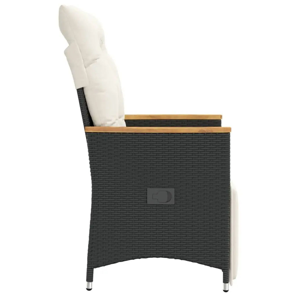 Reclining Garden Chairs Adjustable Black Outdoor Seating 2 Piece with Cushions