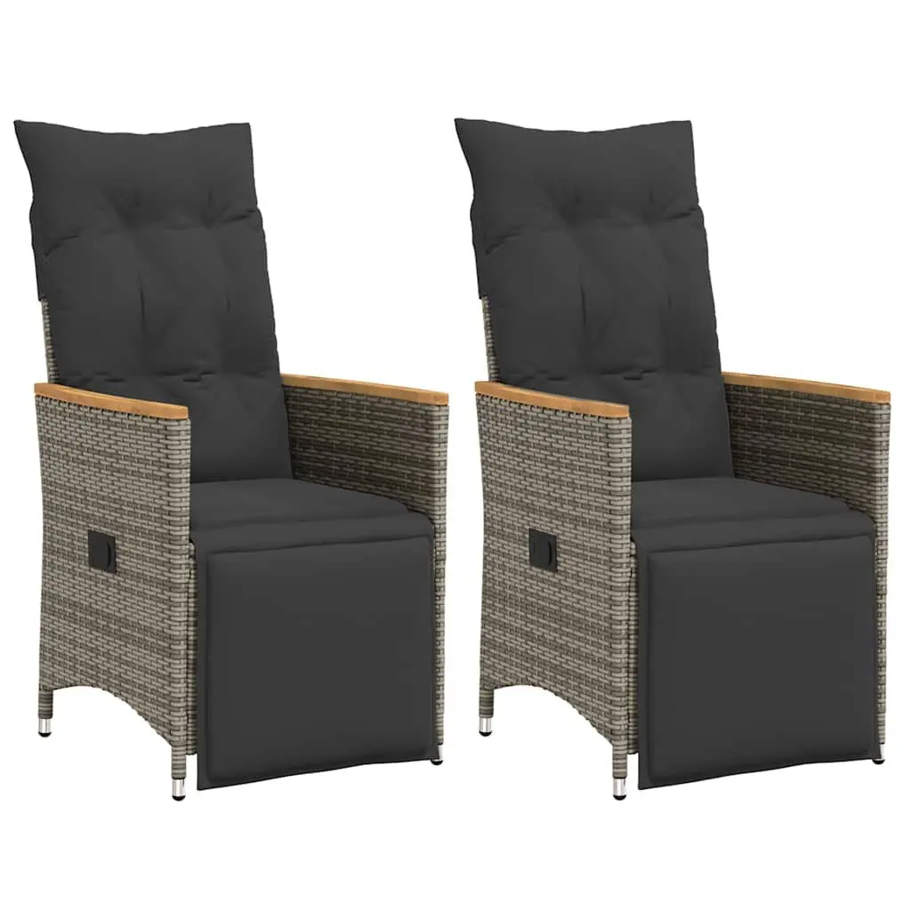 Reclining Garden Chairs Outdoor Seating 2 Piece Adjustable Backrest Footrest Grey