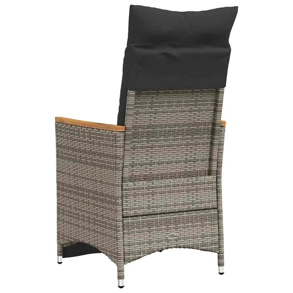 Reclining Garden Chairs Outdoor Seating 2 Piece Adjustable Backrest Footrest Grey