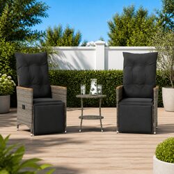 Reliable 3-Piece Grey Bistro Set with Cushions
