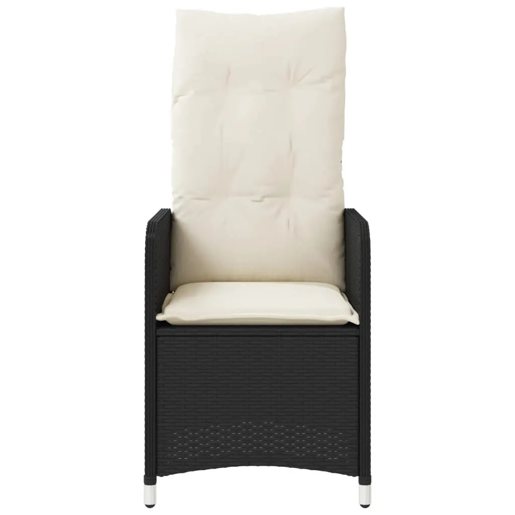 Outdoor Garden Chair Cushioned Recliner Adjustable Backrest Black