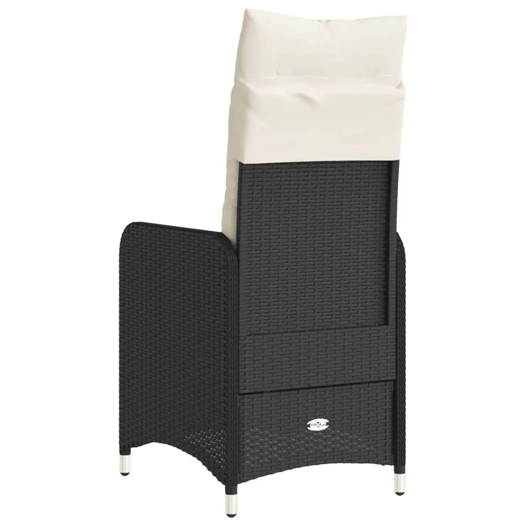 Outdoor Garden Chair Cushioned Recliner Adjustable Backrest Black