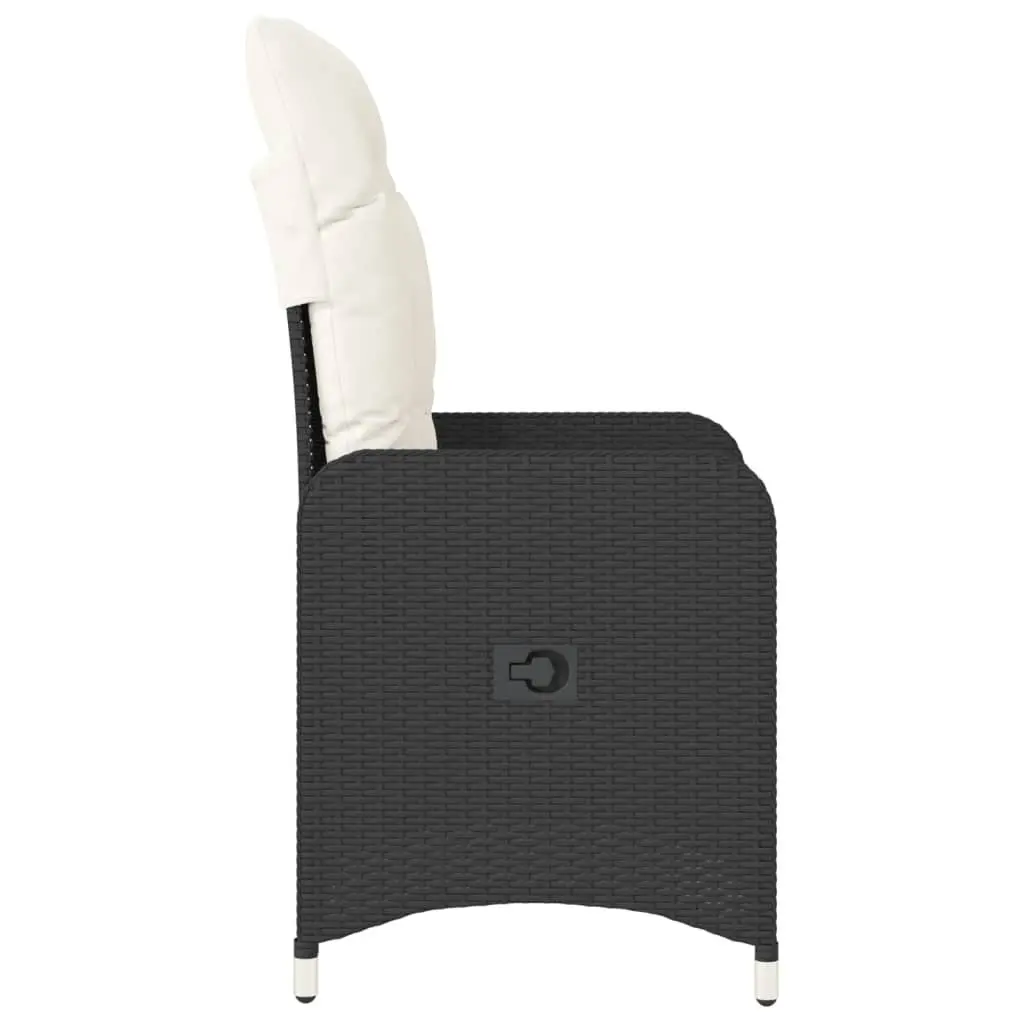 Outdoor Garden Chair Cushioned Recliner Adjustable Backrest Black