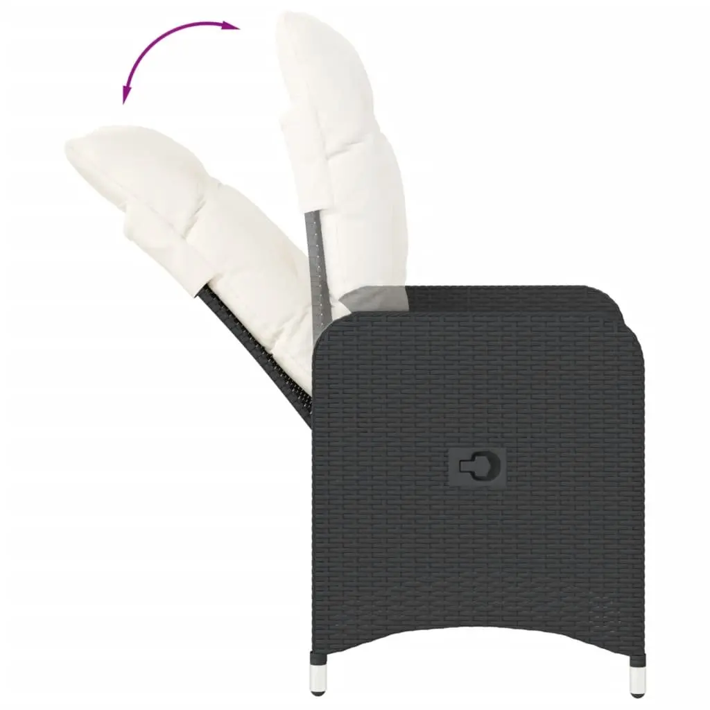 Outdoor Garden Chair Cushioned Recliner Adjustable Backrest Black
