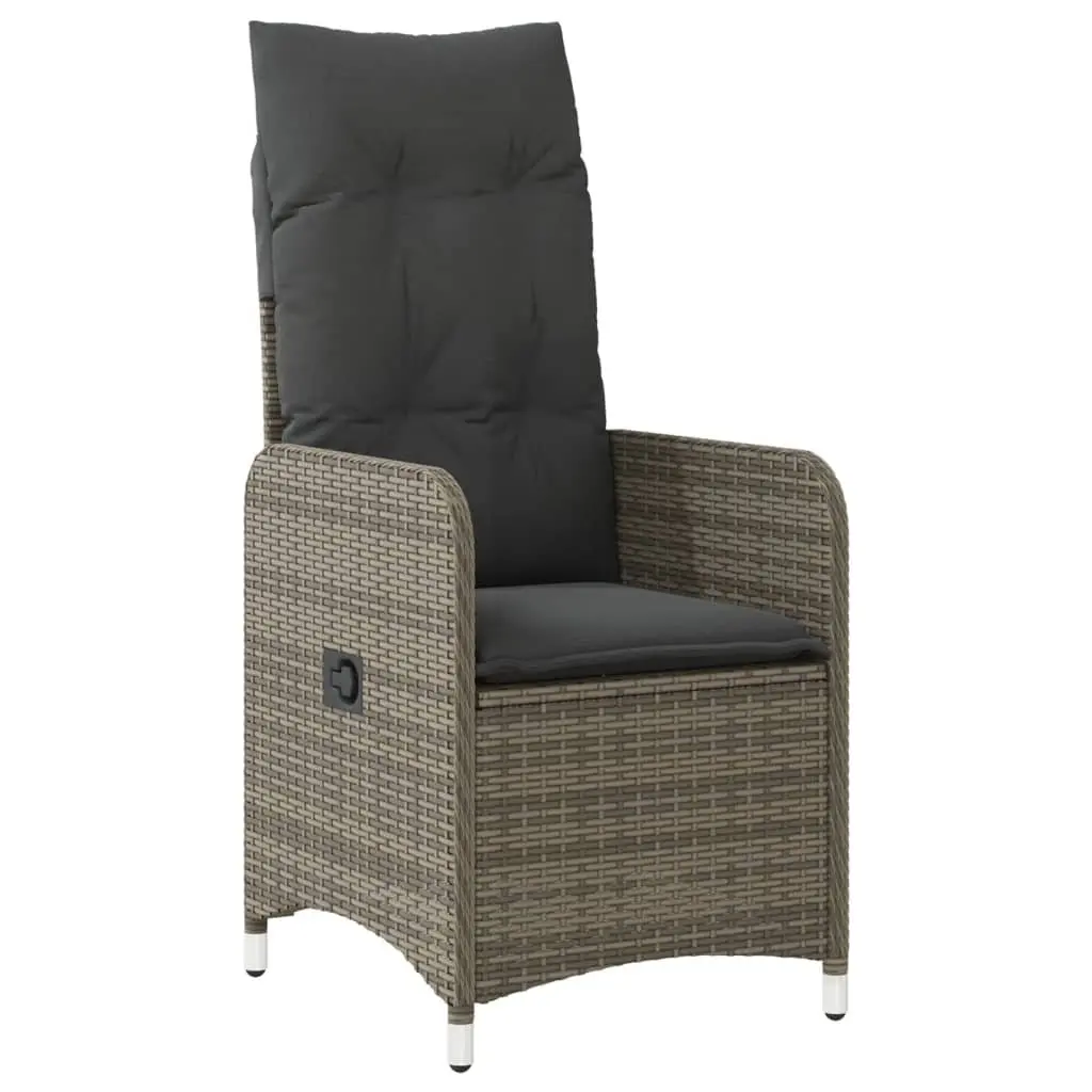 Reclining Garden Chair Adjustable Backrest Grey Cushions Outdoor Seating