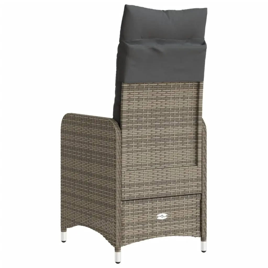 Reclining Garden Chair Adjustable Backrest Grey Cushions Outdoor Seating