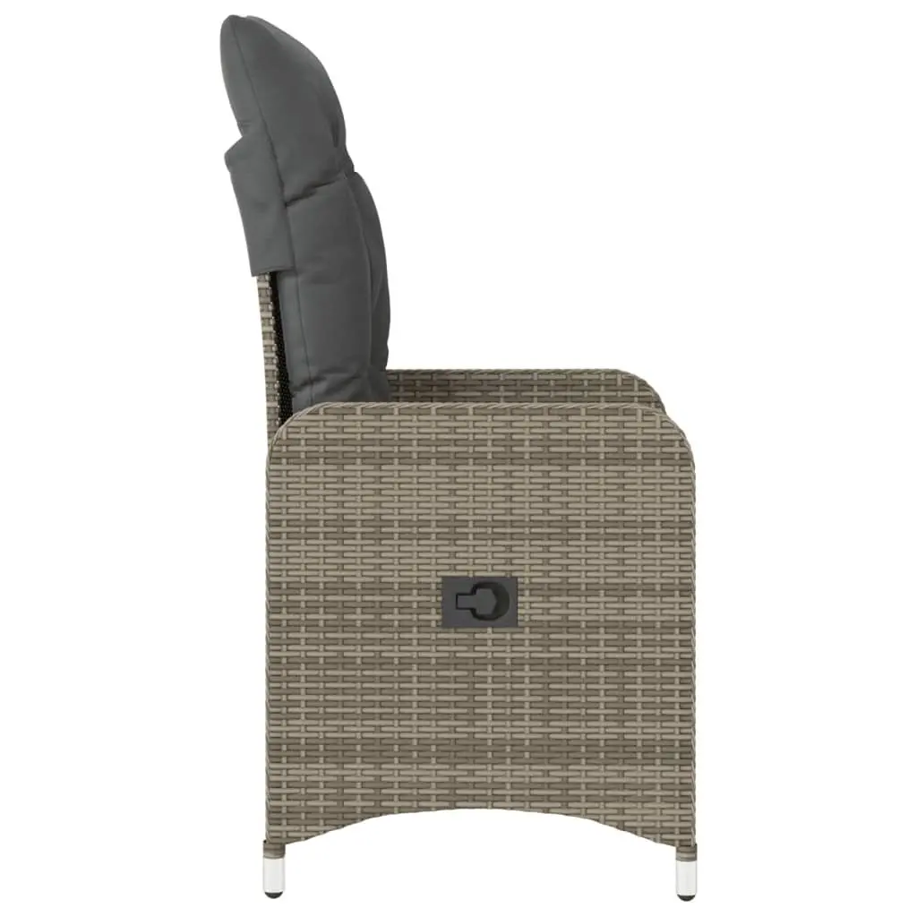 Reclining Garden Chair Adjustable Backrest Grey Cushions Outdoor Seating