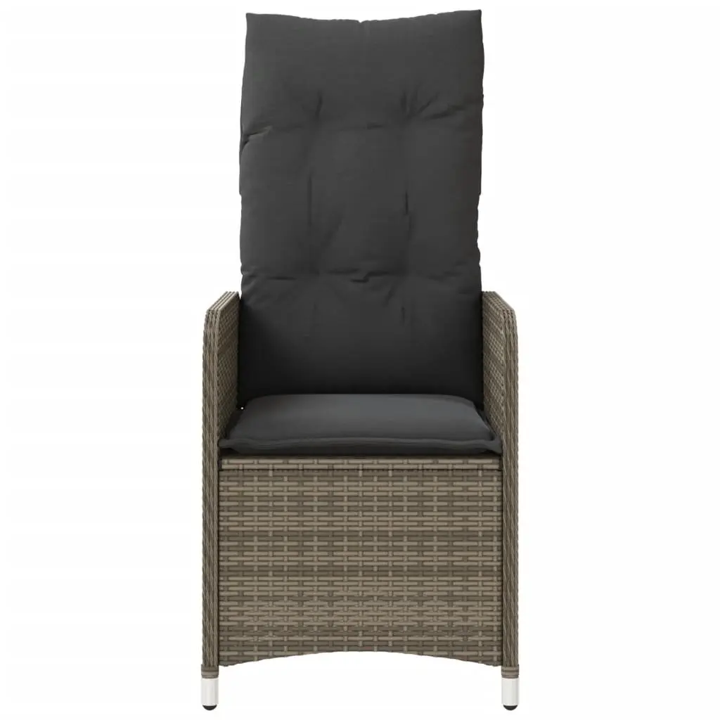 Outdoor Reclining Garden Chairs 2 Piece Set Grey Poly Rattan
