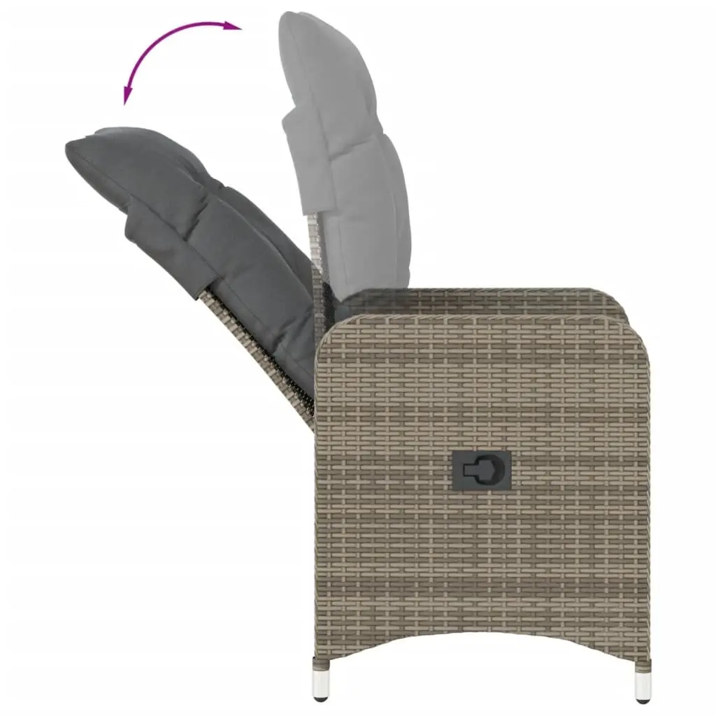 Outdoor Reclining Garden Chairs 2 Piece Set Grey Poly Rattan