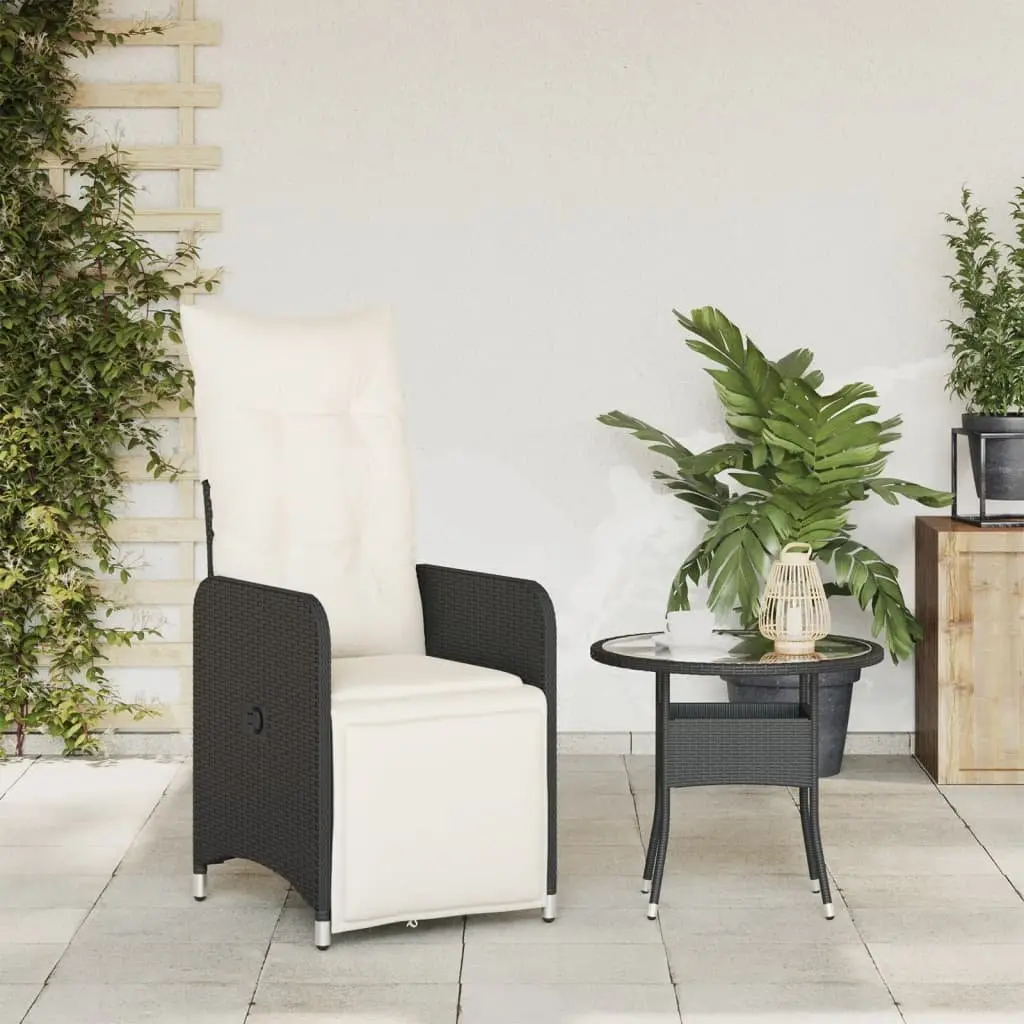Adjustable Reclining Chair for Outdoor Use with Cushions Black Garden Patio