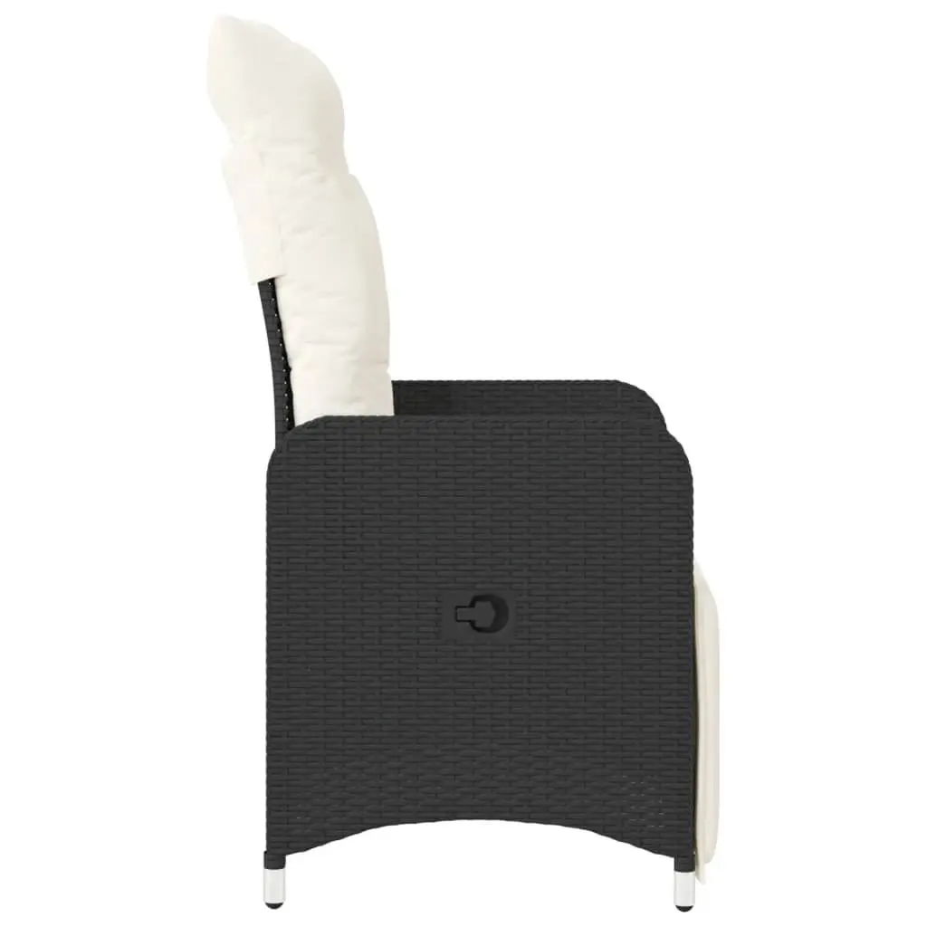 Adjustable Reclining Chair for Outdoor Use with Cushions Black Garden Patio