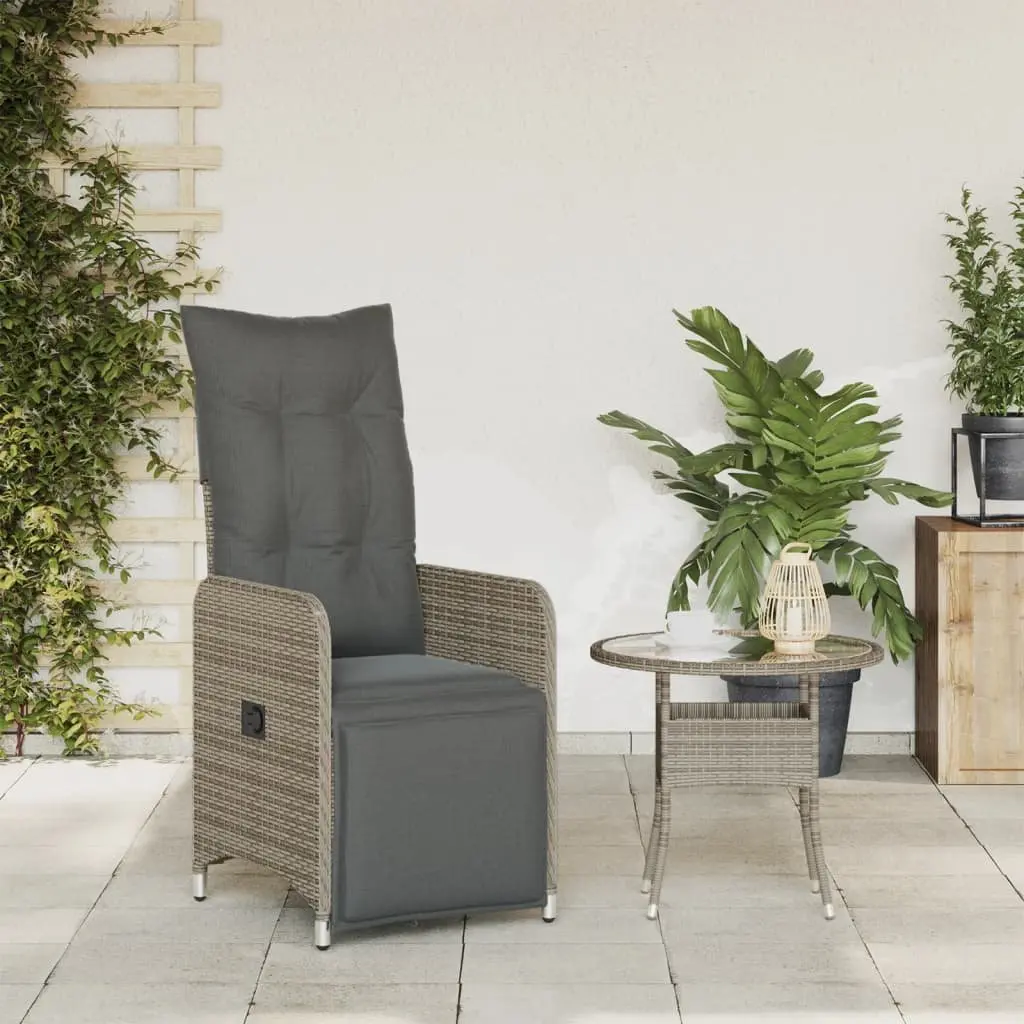 Reclining Garden Chair Outdoor Seating Adjustable Backrest Footrest Grey