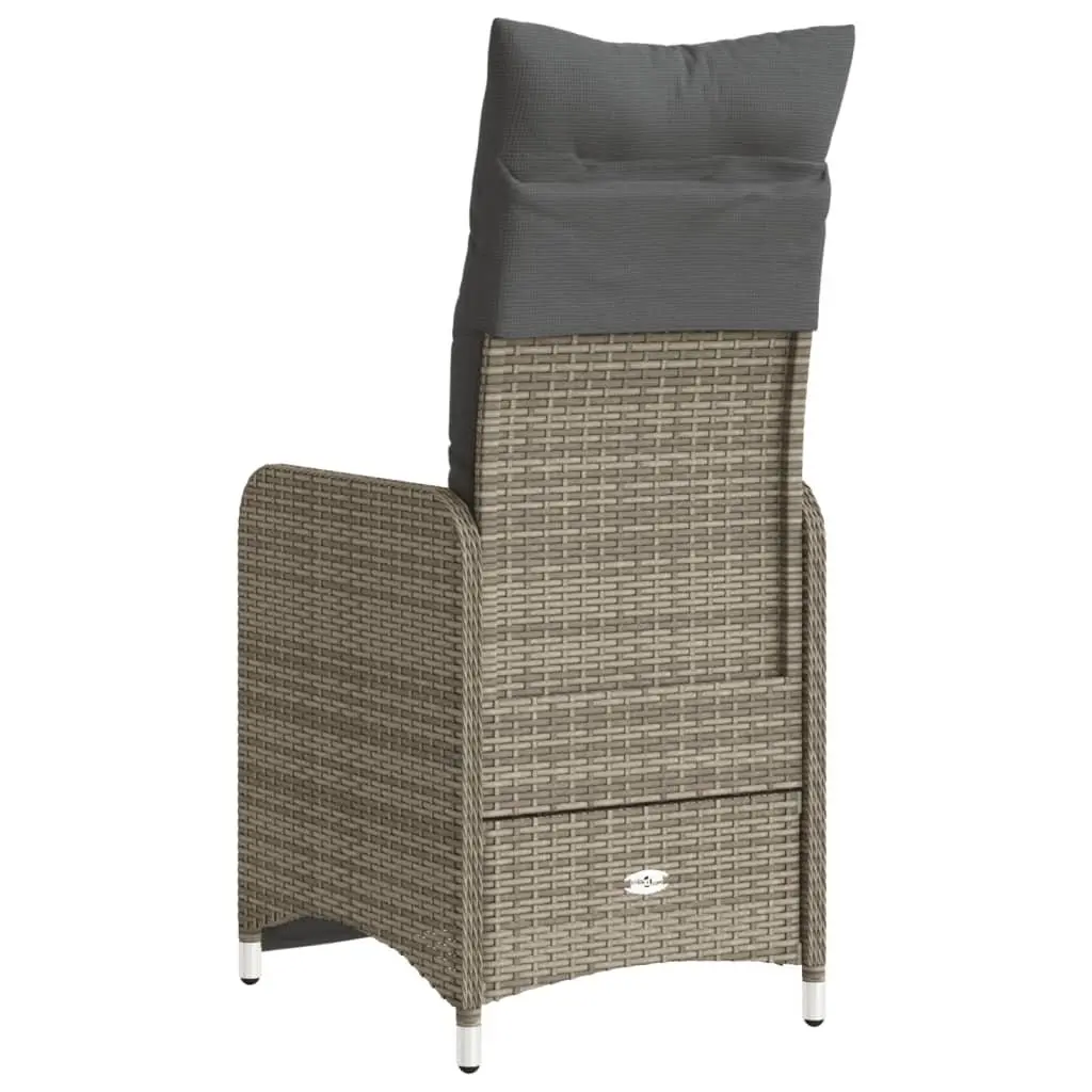 Reclining Garden Chair Outdoor Seating Adjustable Backrest Footrest Grey