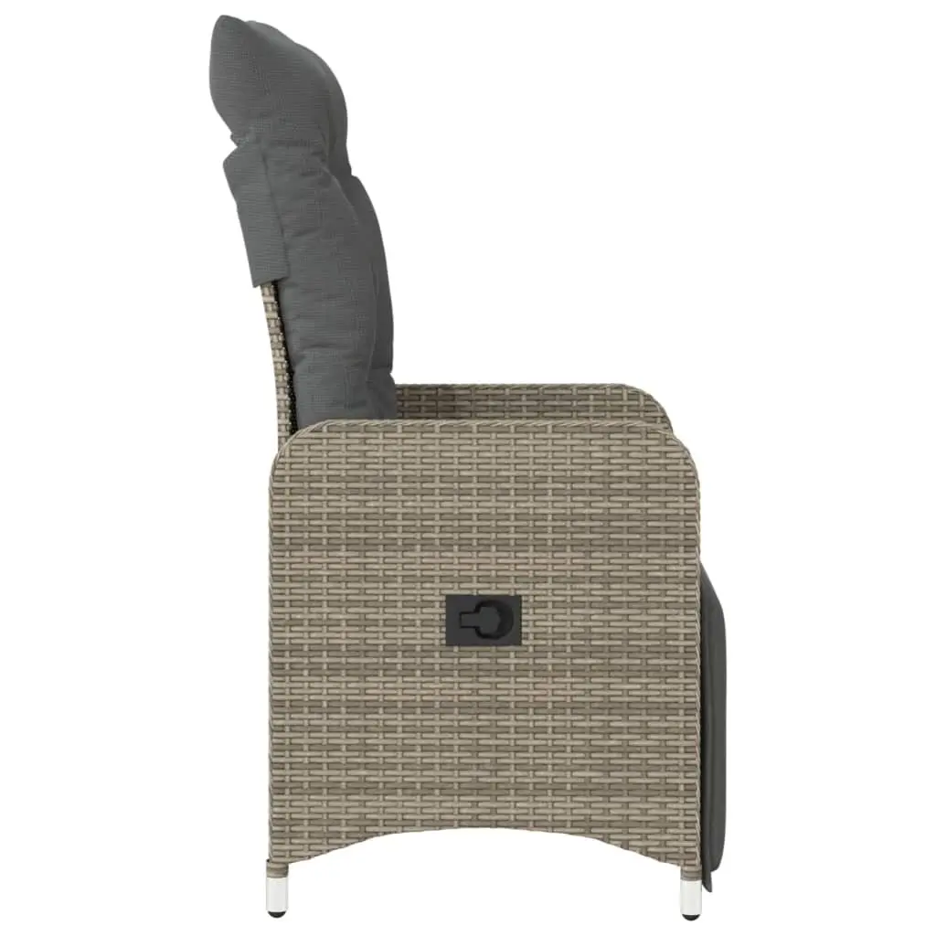 Reclining Garden Chair Outdoor Seating Adjustable Backrest Footrest Grey