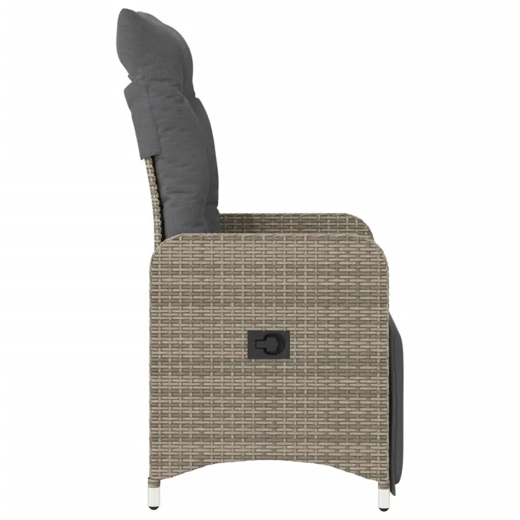 Reclining Garden Chairs Outdoor Seating 2 pcs Adjustable Backrest Footrest Grey Poly Rattan