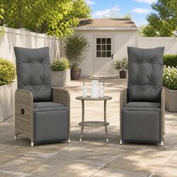 Comfortable Grey Reclining Garden Chairs Set with Table