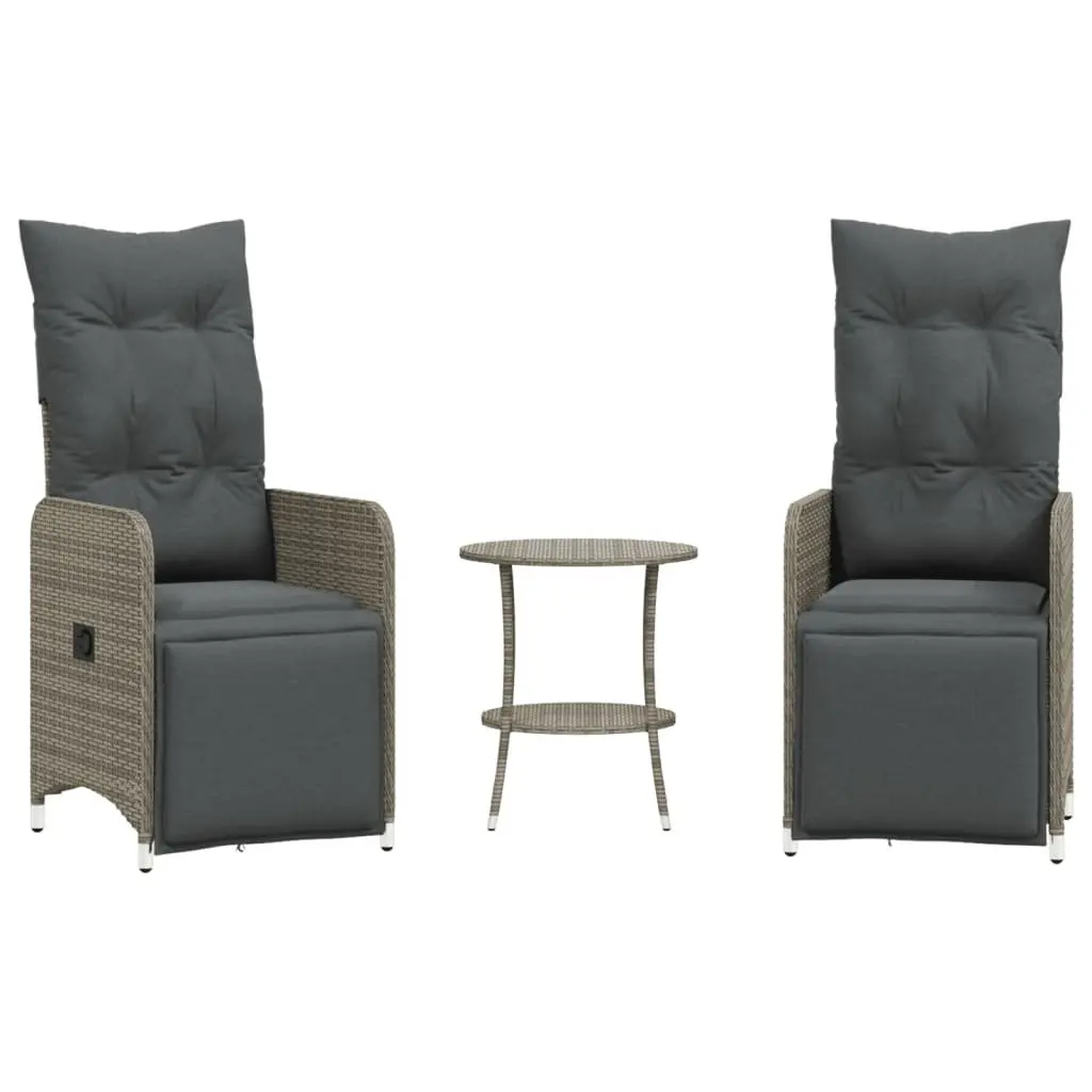 Grey Reclining Garden Chairs Set with Table