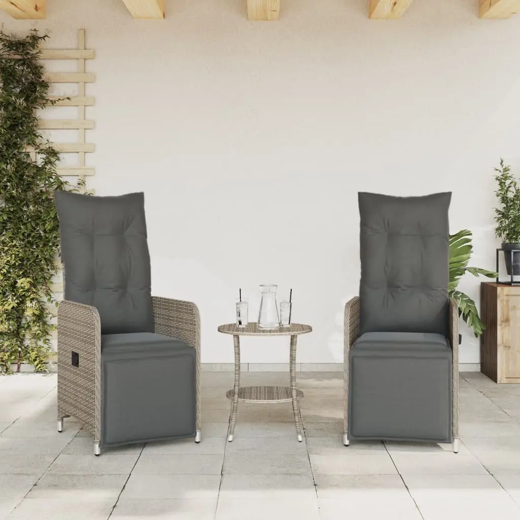 Grey Reclining Garden Chairs Set with Table