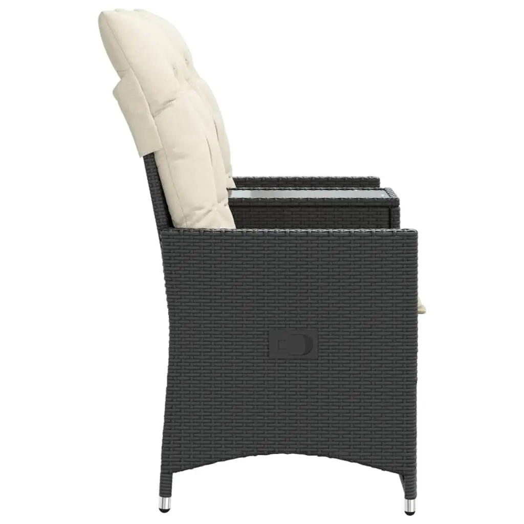 Reclining Garden Sofa 2-Seater Outdoor with Integrated Table Black