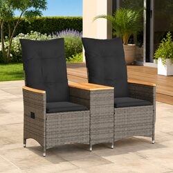Comfortable and Reliable Grey Outdoor Reclining Sofa