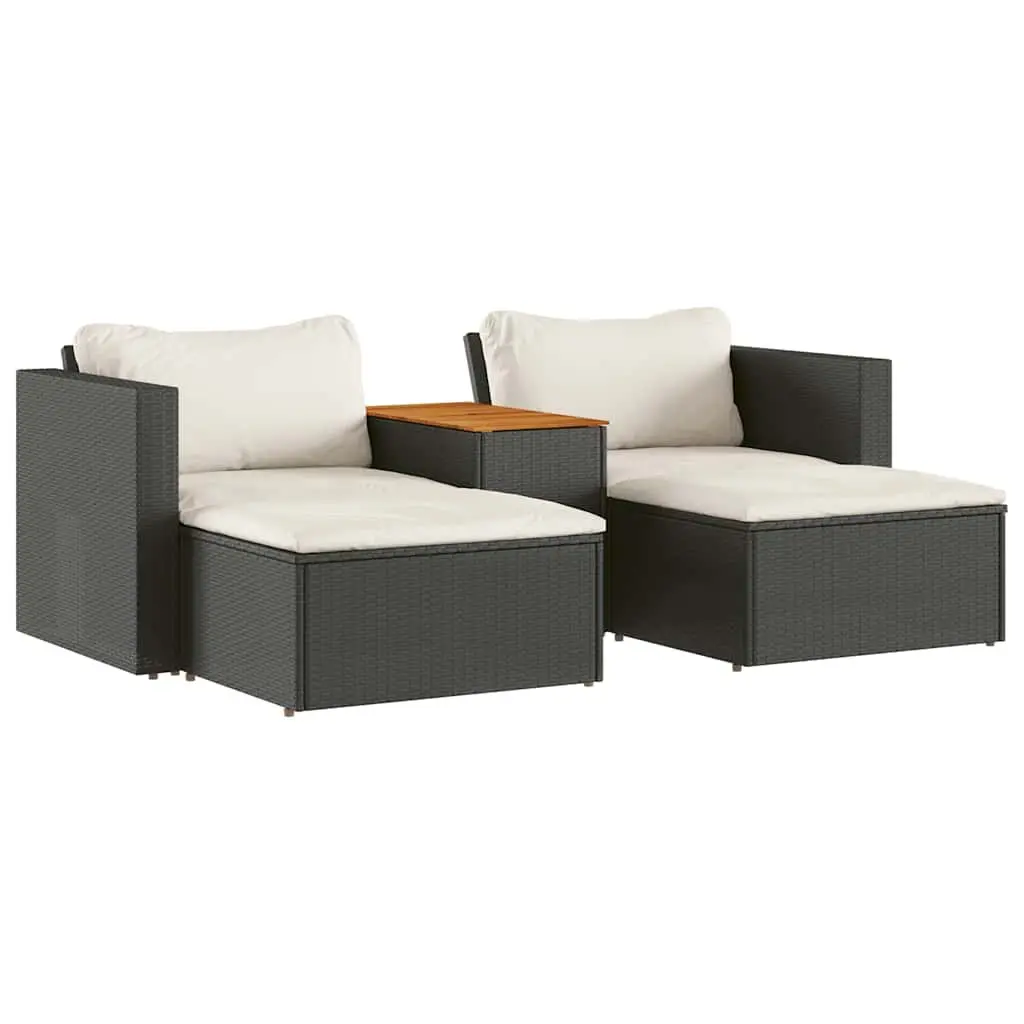 Outdoor Garden Sofa Set 5 Piece Patio Seating with Cushions Black Modular