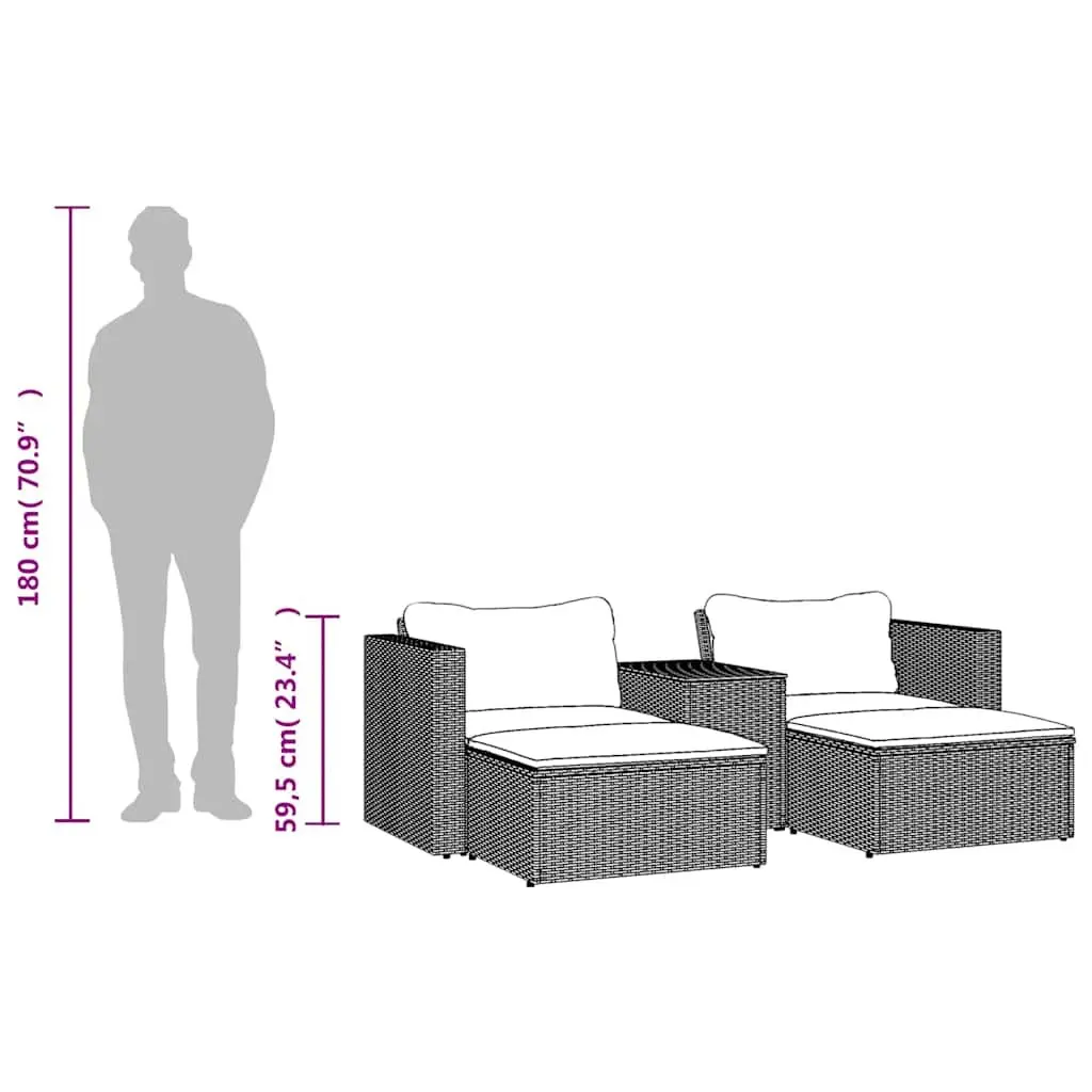 5 Piece Garden Sofa Set for Outdoor Relaxation