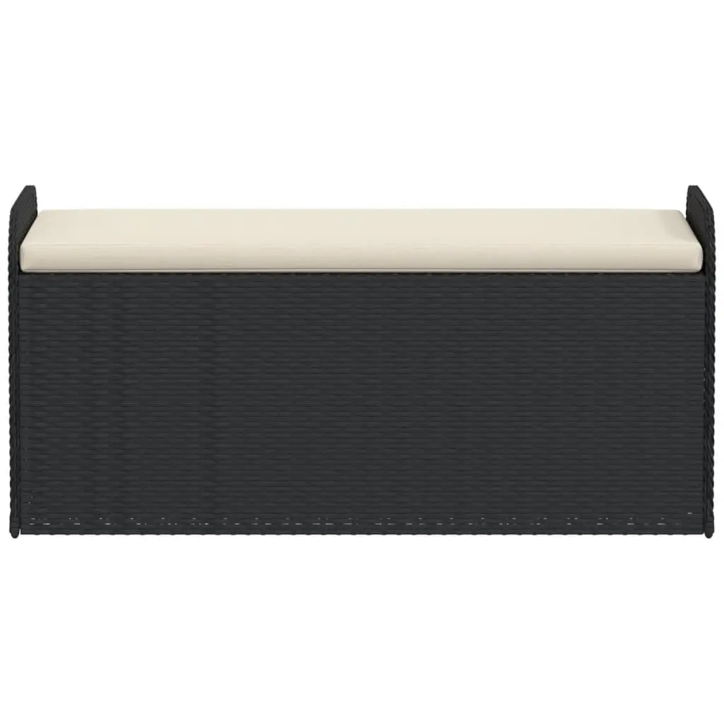 Outdoor Storage Bench Cushion Black PE Rattan Garden Seating 115 x 51 x 52 cm