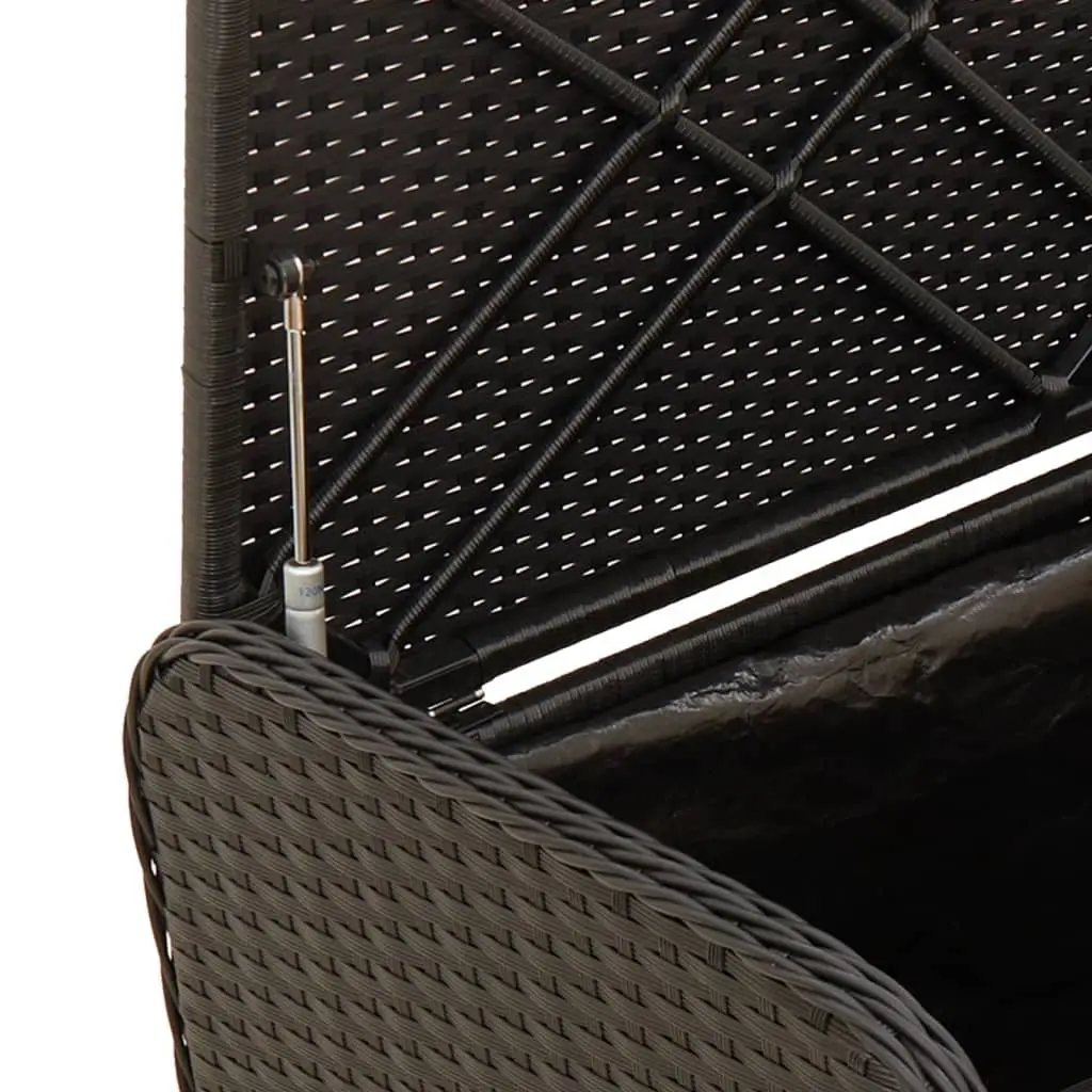 Outdoor Storage Bench Cushion Black PE Rattan Garden Seating 115 x 51 x 52 cm