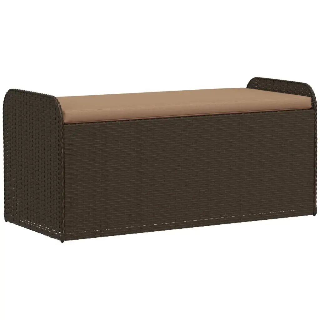 Outdoor Storage Bench Garden Seating 115 x 51 x 52 cm Brown Poly Rattan